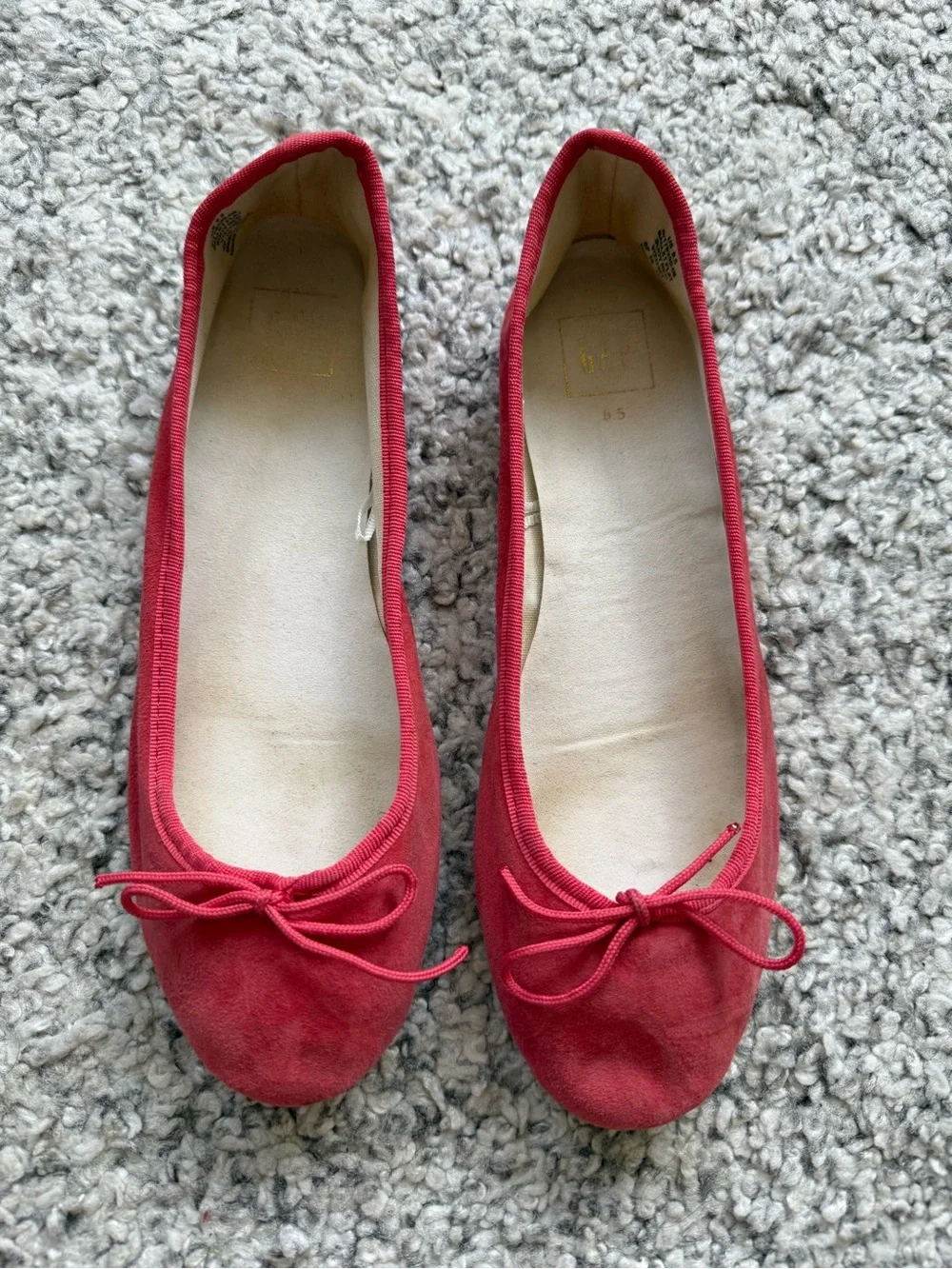 GAP coral pink Suede Bow Ballet Flats size 8.5 - Picture 2 of 6